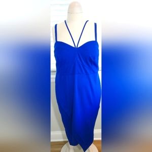 Torrid Blue Premium Ponte Asymmetrical Strappy Dress NWT